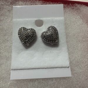 Sparkling Silver Heart Earrings